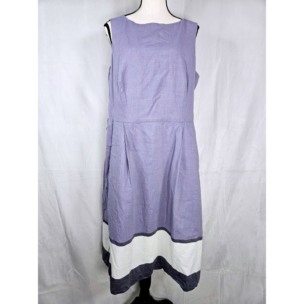 Anne Klein 14W Purple Colorblock Sleeveless‎ Pleated Sheath Dress